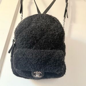 CHANEL Fuzzy Black Backpack